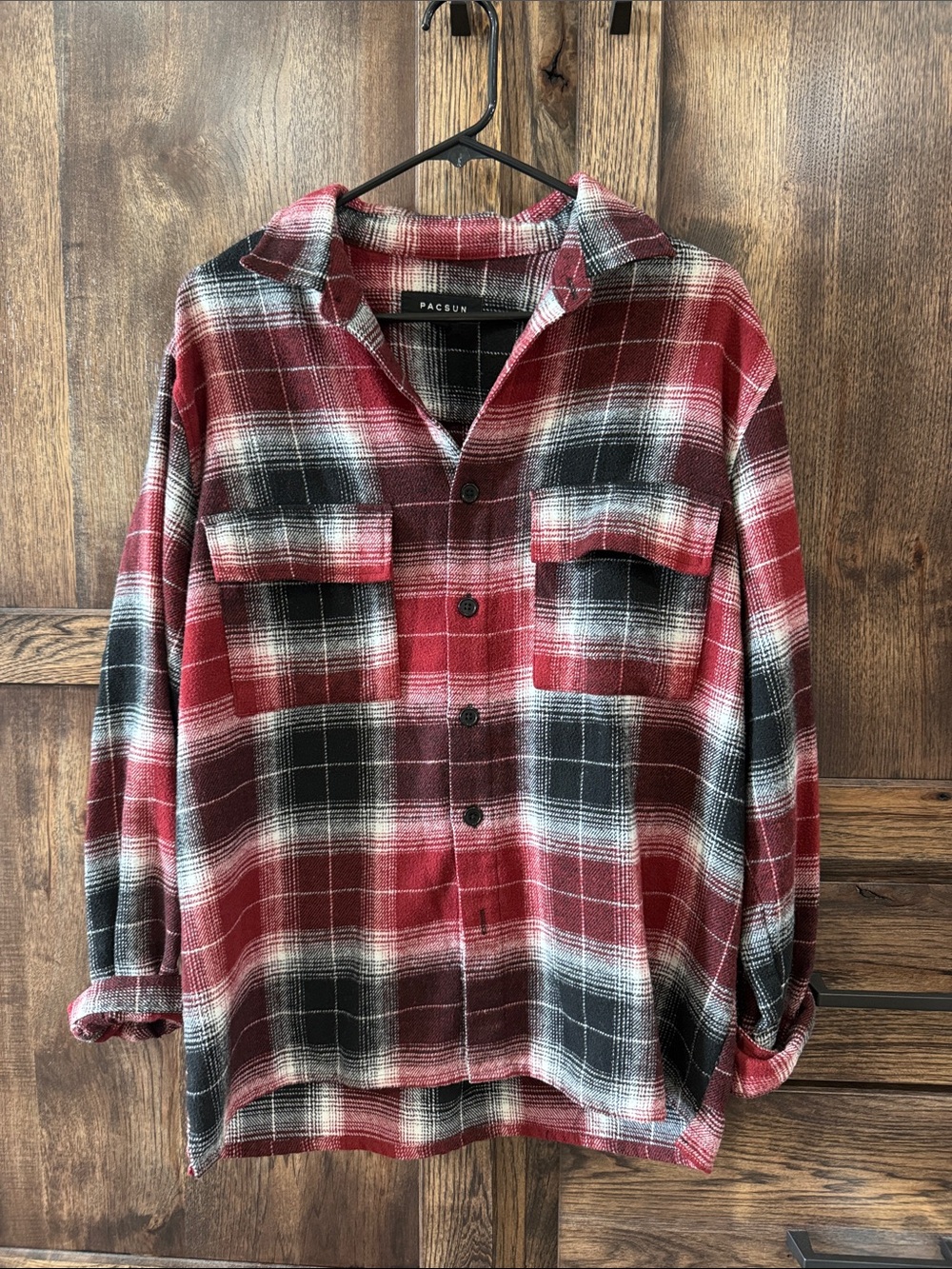 PacSun Red and Black Plaid Button-Up Shirt